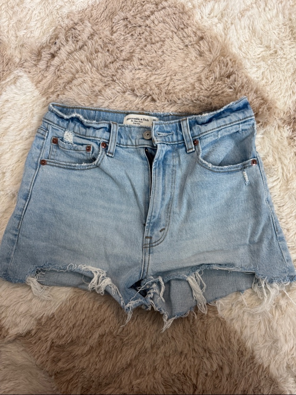 Abercrombie & Fitch Light Blue Distressed Denim Cutoff Shorts